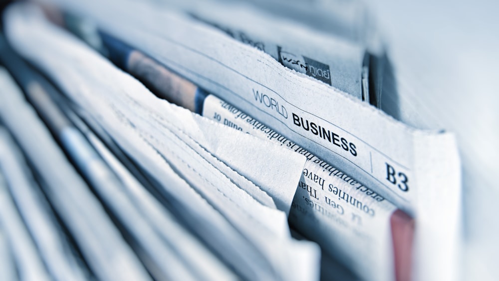 Stack of folded newspapers