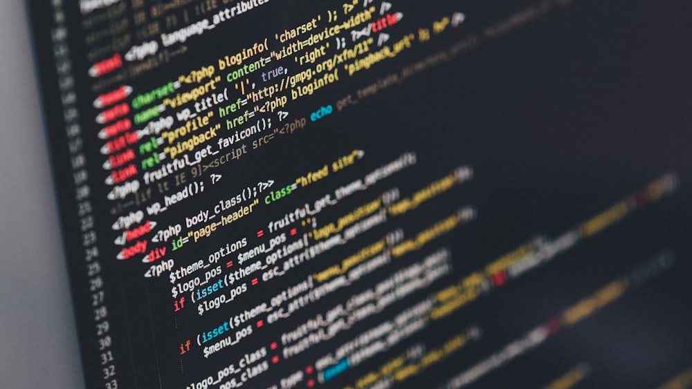 Colourful schema markup code displayed on a screen
